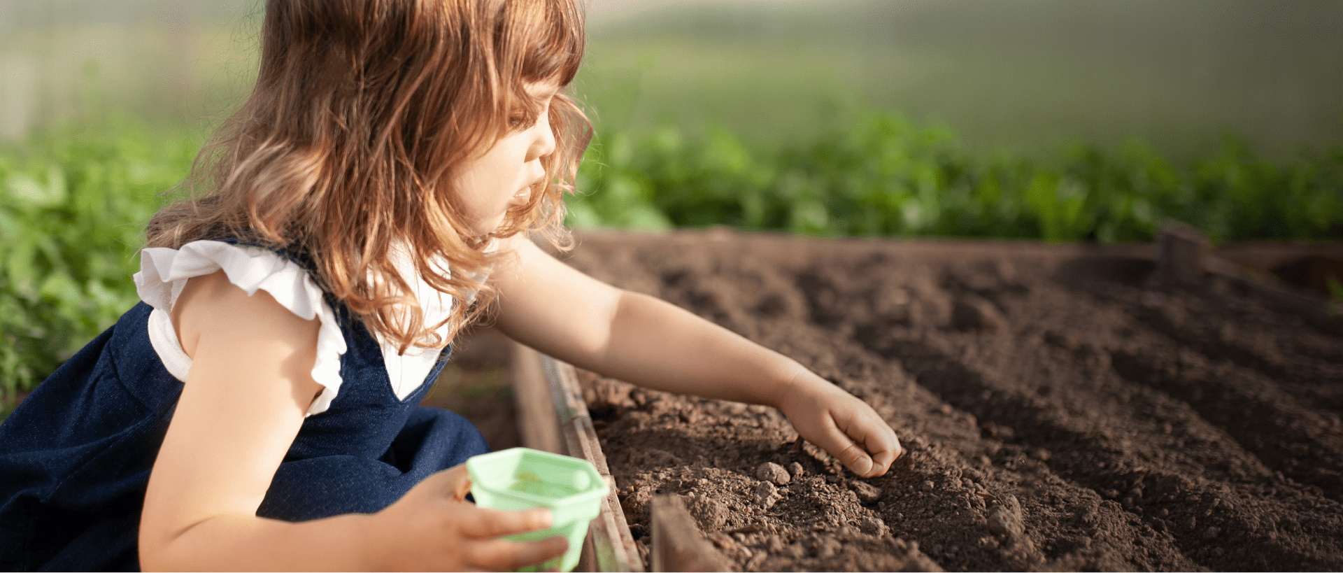 Image showing a little girl planting