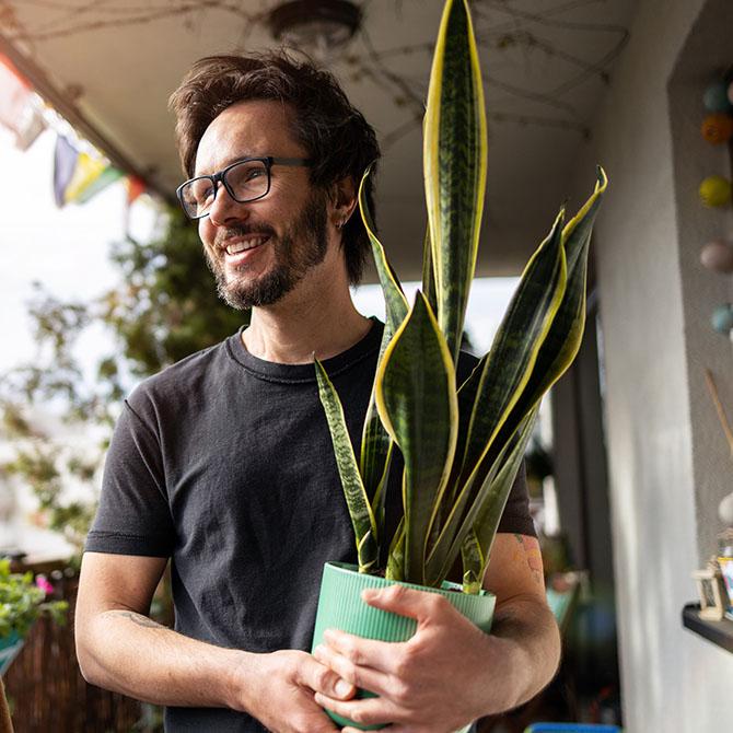 Image showing a man with a plant